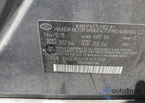2019 Hyundai Sonata Se from USA, damaged, VIN 5NPE24AF0KH757139
